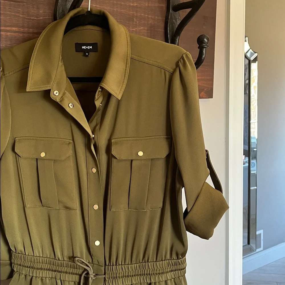 ME+EM Olive Green Button-Up Jumpsuit - Picture 7 of 10